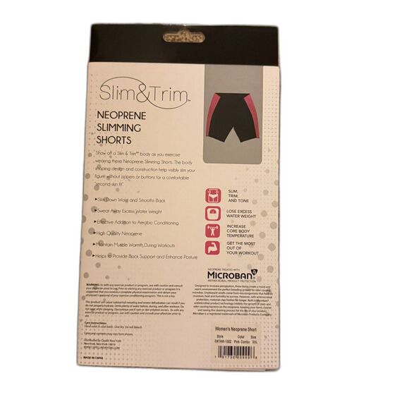 Slim & Trim Neoprene Slimming Shorts / Weight Loss Shorts Black/Pink  XX Large - Picture 2 of 3